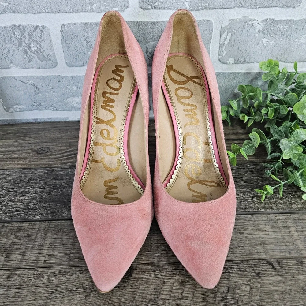 Sam Edelman Hazel Pink Suede Pointed Toe Stiletto Pumps Womens 8.5M Coquette - Picture 3 of 8